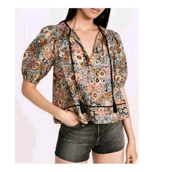 THE GREAT. Tops - The Great. Women's The Tassel Tie Ravine Top Floral Printed Top Size 1 (S)